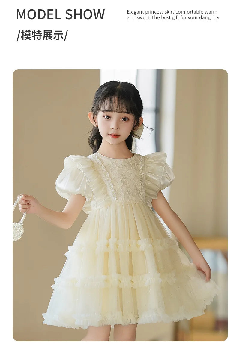 Girls' Princess Dress Summer New Style Little Girl Birthday Dress Dress Fashionable Children's Lolita Dress Short-Sleeved Dress