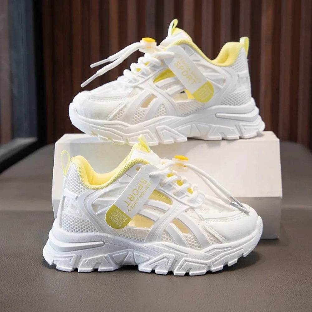Girls Sports Shoes 2026 Spring and Summer New Children's Casual Mesh Breathable Thick-soled Designer Tennis Sports Shoes