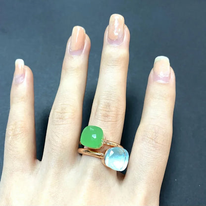 2Pcs/Set Fashion Stacked Candy Ring Women Mix Color Crystal Jewelry 30 Colors Trendy Gift for Valentine's Day