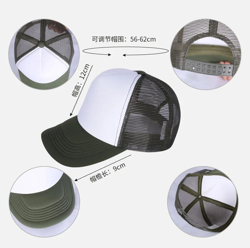 50 Color Unisex SummerTrucker Hat For Adult Net Baseball Cap Men Women Polyester Blank Mesh Adjustable Sun Hat Visor