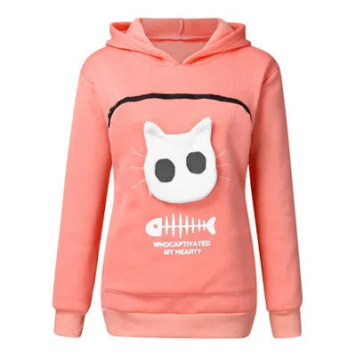 S-3XL Gatos Amantes de Moletom Canguru Cães Pet Pata Dropshipping Pulôveres Bolsa Carinho Peixe Bolso Canguru