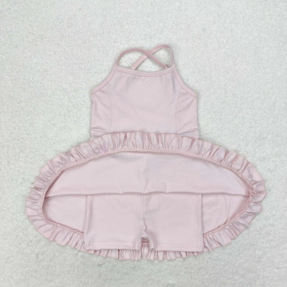 Summer Baby Girl Bows Skorts Toddler Infant Knee Length Dress Kids Children Sleeveless Yoga One Piece Strap Clothes