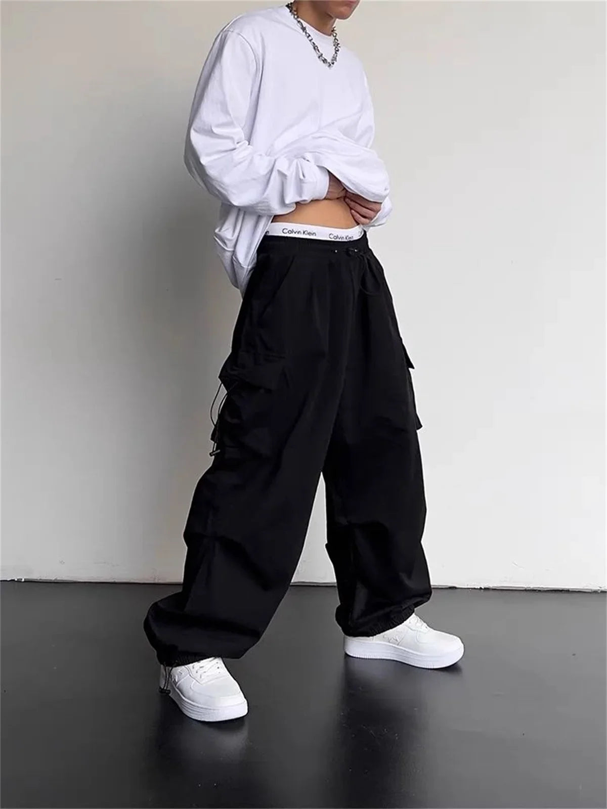 American Spring Summer Men Casual Cargo Pants Pockets Plus Size Black Out Door Elasticity Sports Oversize Pants 46 48 50