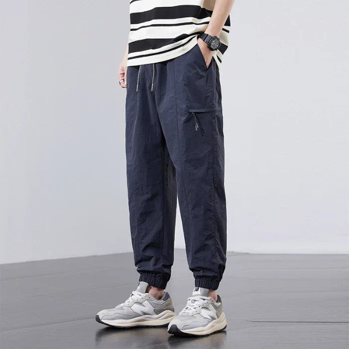 Spring Summer Thin Men's Quick-Dry Cargo Harem Pants Loose Streetwear Joggers with Elastic Cuffs Casual Tapered Trousers Outdoor