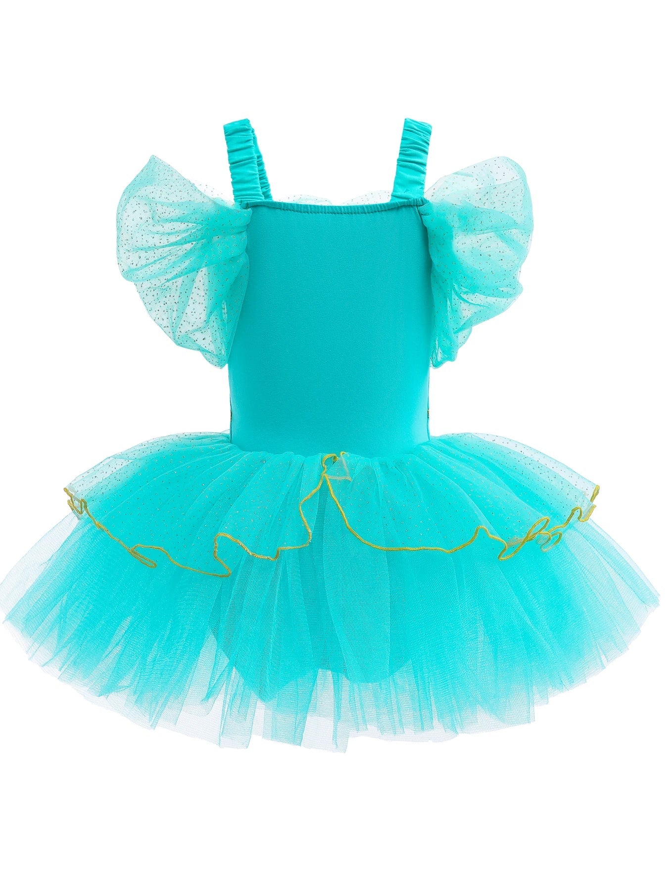 Princess Jasmine Princess Girl Ruffle Sleeve Ballet Dance Dress Tutu Skirt Short Skirt Ballet Performance Costume