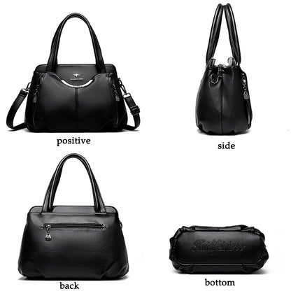 2024 New Multi Pocket Women's Handbag High Quality Soft Leather Female Shoulder Bag Luxury Designer Girl Tote Bolsas Sac A Main