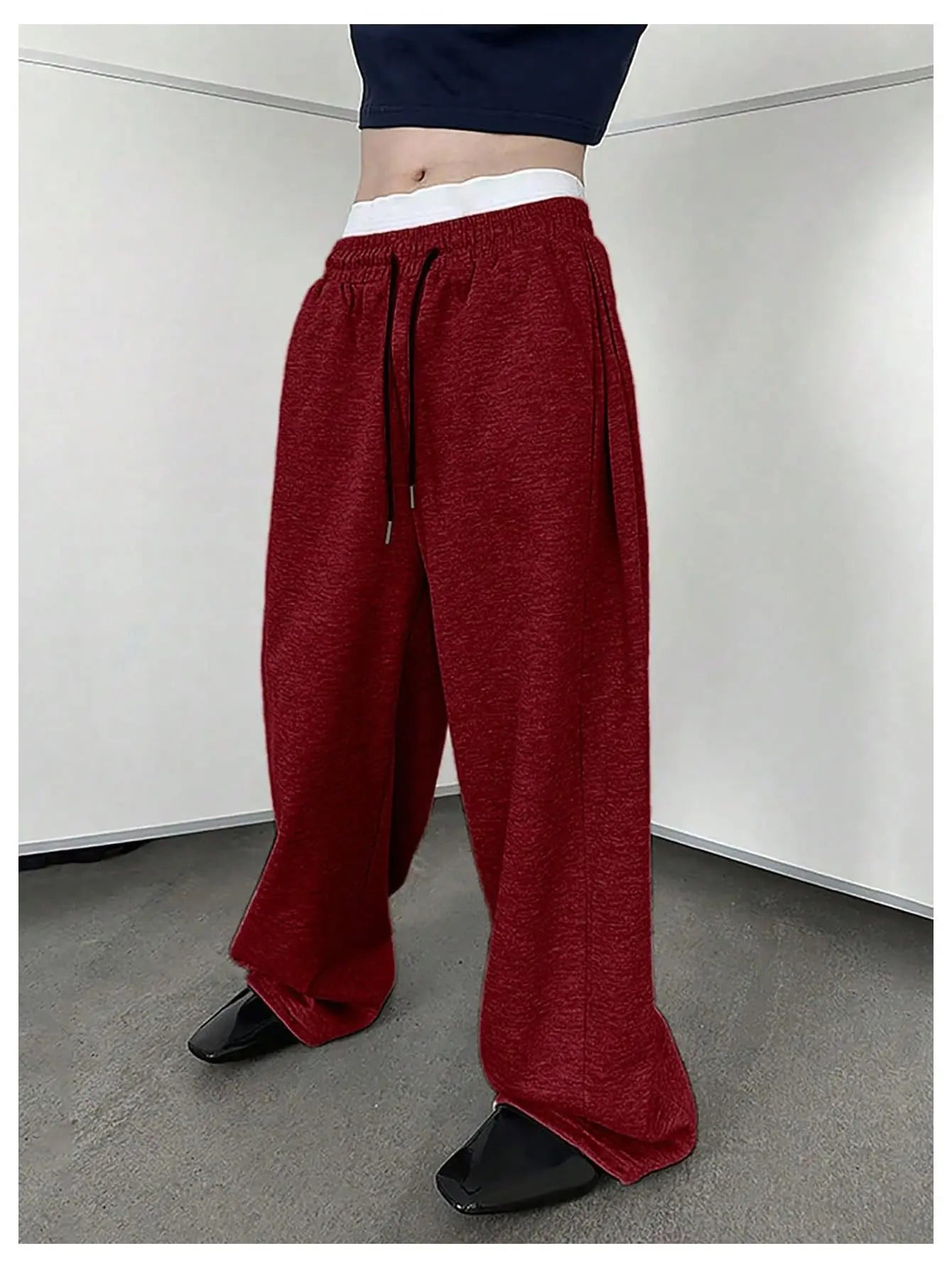 2025 men's wide leg sweatpants, European and American men's and women's sweatpants, waist drawstring straight leg loose casual s
