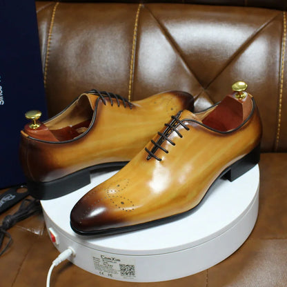 Men's Oxford Genuine Leather Shoes – Formal Lace-Up Business Footwear