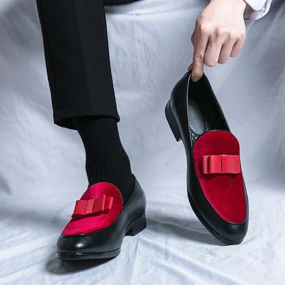 Fashion Wedding Shoes For Men Dress Casual Business Leather Shoes Male Classic Formal Bow Office Social Party Shoes Man Loafers