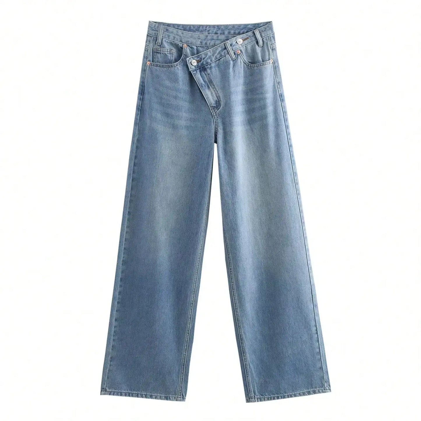 Women Spring Autumn Fashion High Waist Zipper Fly Denim Pants