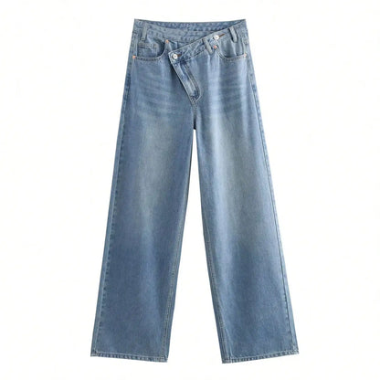 Women Spring Autumn Fashion High Waist Zipper Fly Denim Pants