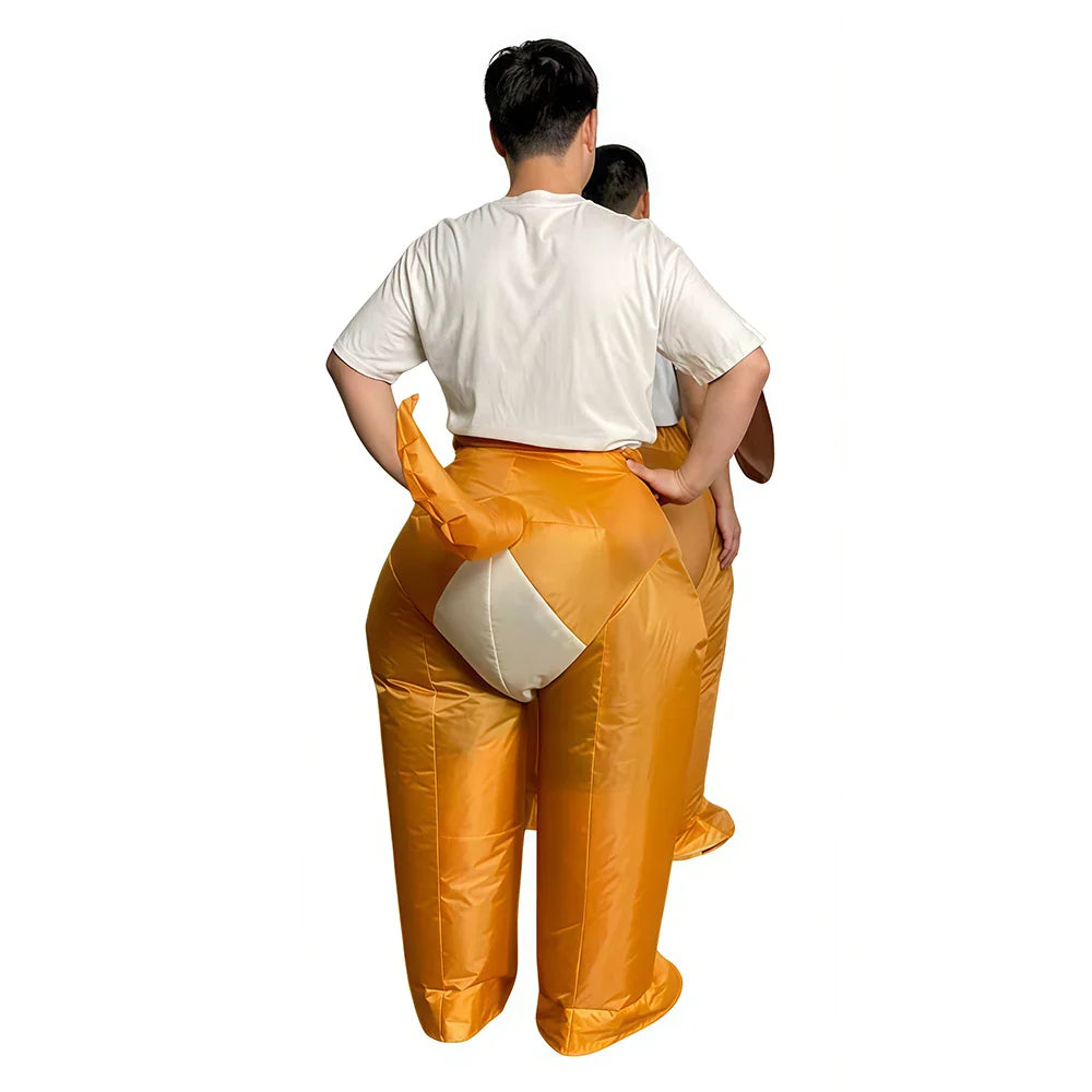 Adult Inflatable Couples Dog Riding Cosplay Costumes Halloween Funny Suit Performance Festival Props