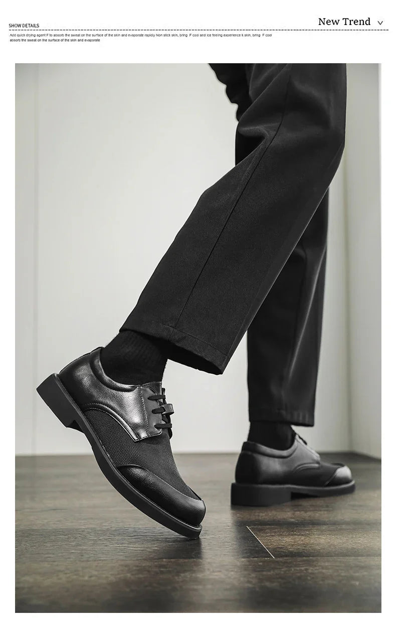 Summer New Leather Shoes Men's Business Hollow Holes Soft Bottom Men's Sandals Formal Wear Breathable Office Dress Shoes for Men
