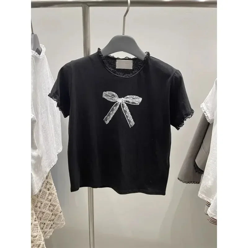 2026 Summer Kawaii Sweet Y2k Crop Tops Woman Casual Slim Long Sleeve Blouse Solid Korean Fashion Bodycon Pullover Office Lady