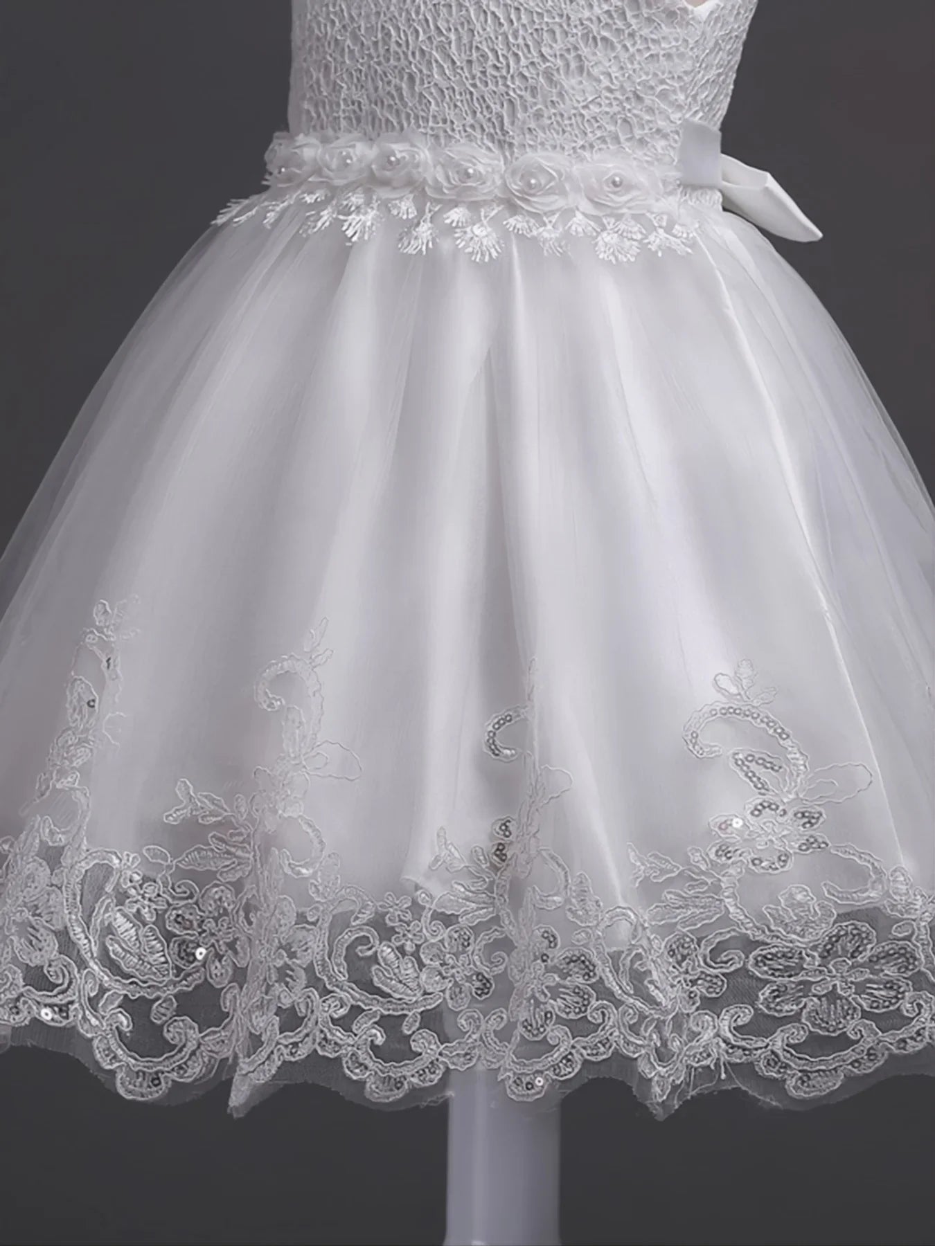 Girls Sleeveless Lace Floral Princess Dresses#981