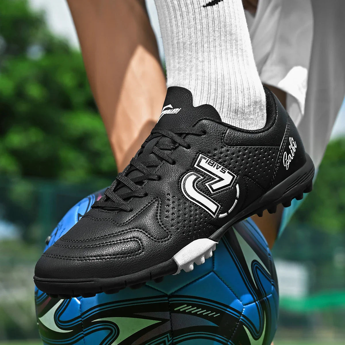 TF Turf Soccer Cleats for Kids Youth Men Women Breathable Non-Slip Training Shoes with PU Fabric Rubber Sole