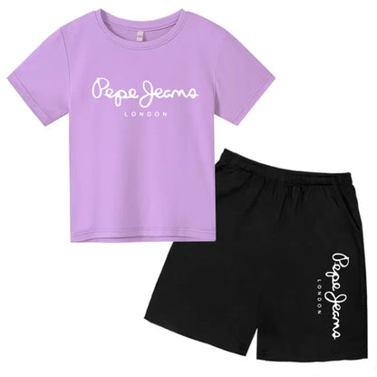 Kids Summer T-shirt Boys Girls Toddler Clothes Charming Letter Print 3-12Y Short Sleevd + Shorts Sports Brand Fashion Casual Set