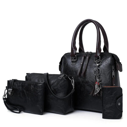 Bolsa Com Tassel Composto Feminina Bolsa De Couro De Luxo Bolsas De Marcas Famosas Designer Bolsa De Ombro Feminina Com Alça Superior 4 Peças/Conjunto