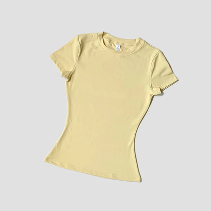 Women Solid Color Dry Fit Short Sleeve Crew Neck Athletic T-Shirt Fashion Casual Tee Suitable For Daily Running Workout Gym Top