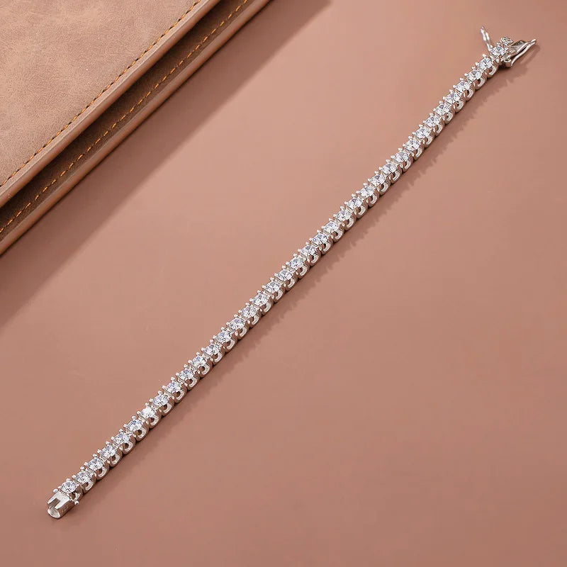 Luxury 0.2ct 3.5mm Full Moissanite Tennis Bracelet for Women Wedding Party Fine Jewelry Real 925 Sterling Silver Bracelets