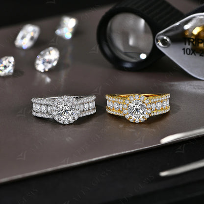 Round Cut 1.0CT Moissanite Ring 6.5mm VVS1 Diamond for Women S925 Silver Engagement Bride Jewelry Gift With Certificate