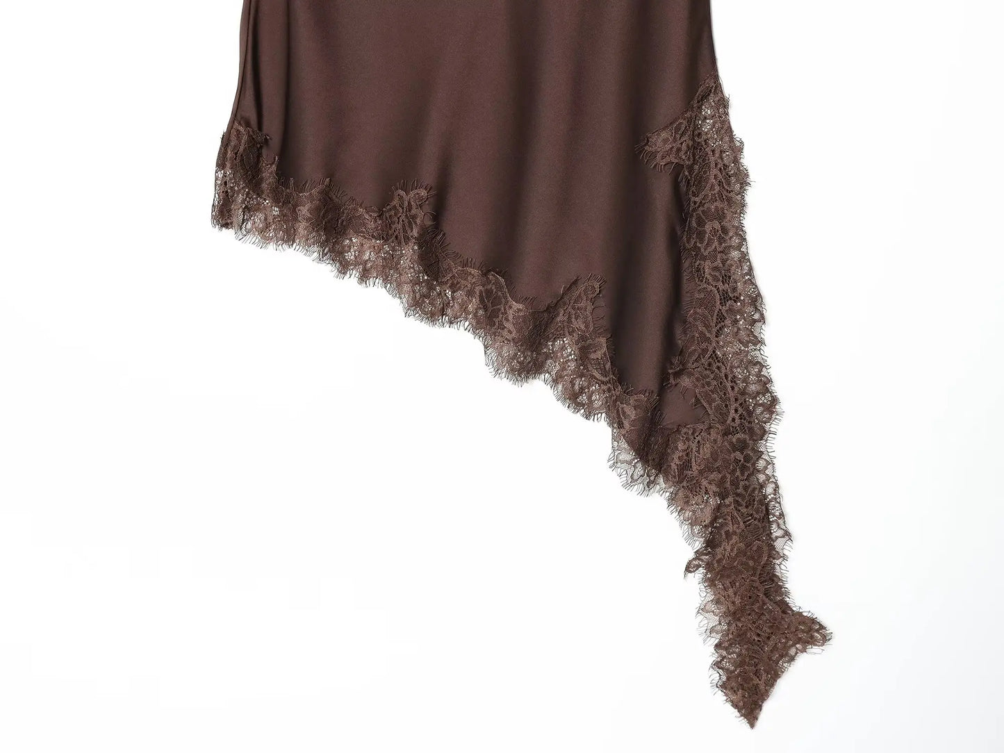 Women Asymmetric Lace Midi Skirt In-seam Zip High Waist Spring Summer  Casual Holiday Skirts ﻿Mujer