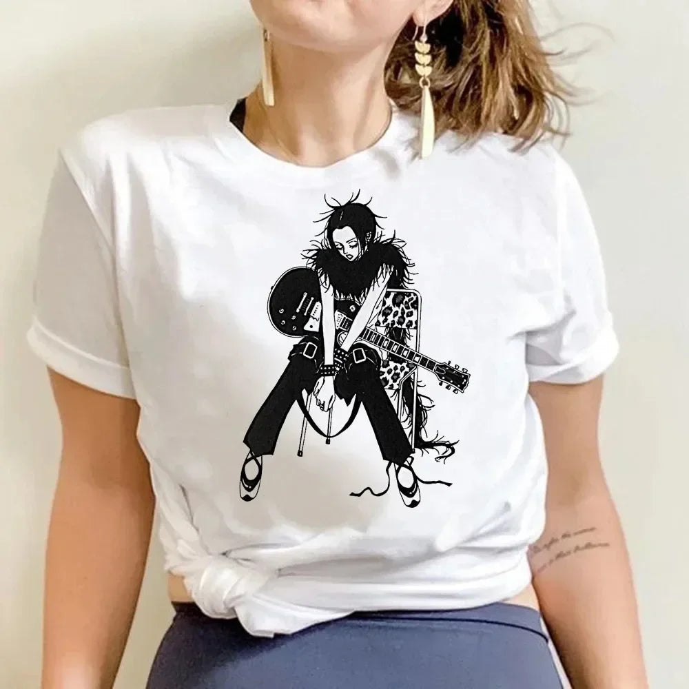 Anime T-shirt Cartoon Print Unisex Tops Black Stones Streetwear Sweatshirt Men Women Tees Female Streetwear