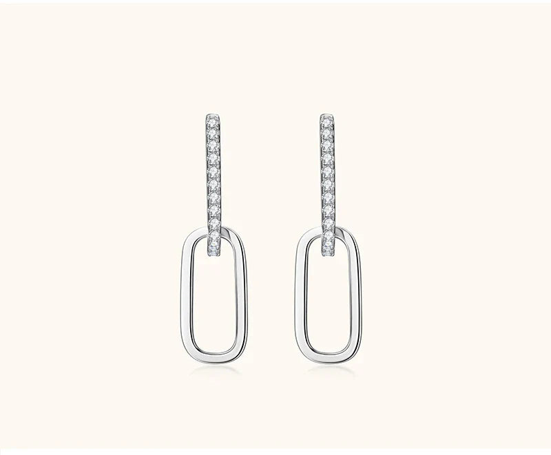 1.4mm Moissanite Paperclip Link Earrings for Women Silver 925 D Color Lab Diamond Huggie Hoop Earrings 2024 Trend Jewelry