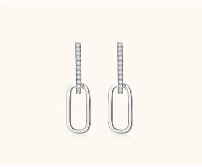 1.4mm Moissanite Paperclip Link Earrings for Women Silver 925 D Color Lab Diamond Huggie Hoop Earrings 2024 Trend Jewelry