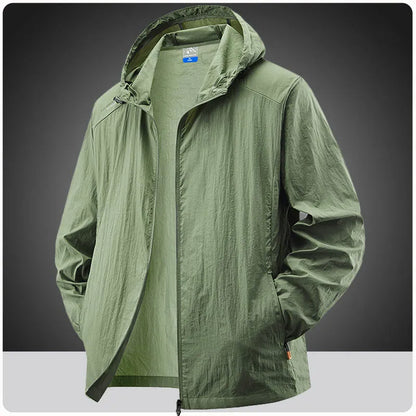 Men’s lightweight waterproof hiking jacket, hooded outdoor sports coat, summer sun protection, M–XXL