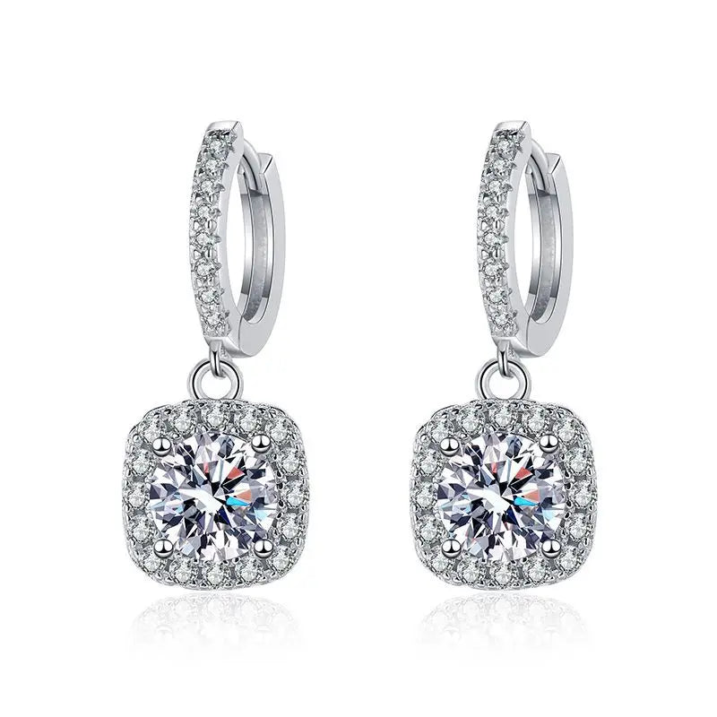 1carat Waterdrop Moissanite Hoop Earrings for Women D Color Pear/Heart/Oval Cut Halo Diamond Earring 925 Sterling Silver Jewelry