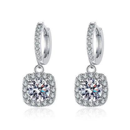 1carat Waterdrop Moissanite Hoop Earrings for Women D Color Pear/Heart/Oval Cut Halo Diamond Earring 925 Sterling Silver Jewelry