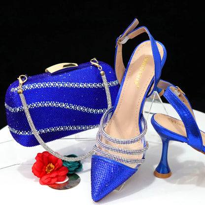 Newest INS Style Orange Color Elegant High Heels Nigeria Popular Design African Ladies Shoes And Bag Set