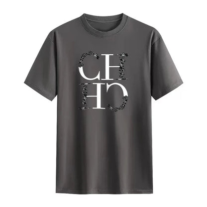 Letter Printed Fashionable Black T-shirt Trendy Streetwear Fashionable Men's and Women's Casual Loose Short Sleeved Top