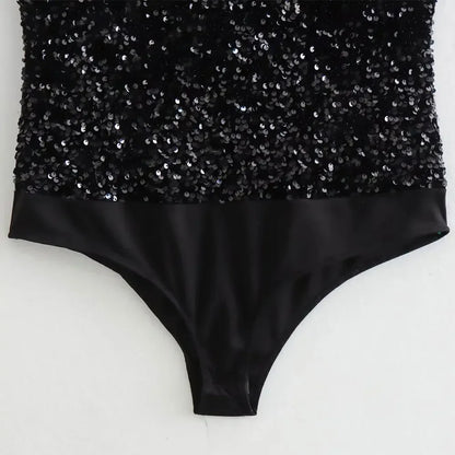 Strapless Sequin Bodysuits for Women, Backless Bodysuits, Sweetheart Neck, Female Playsuits, Sexy Fashion