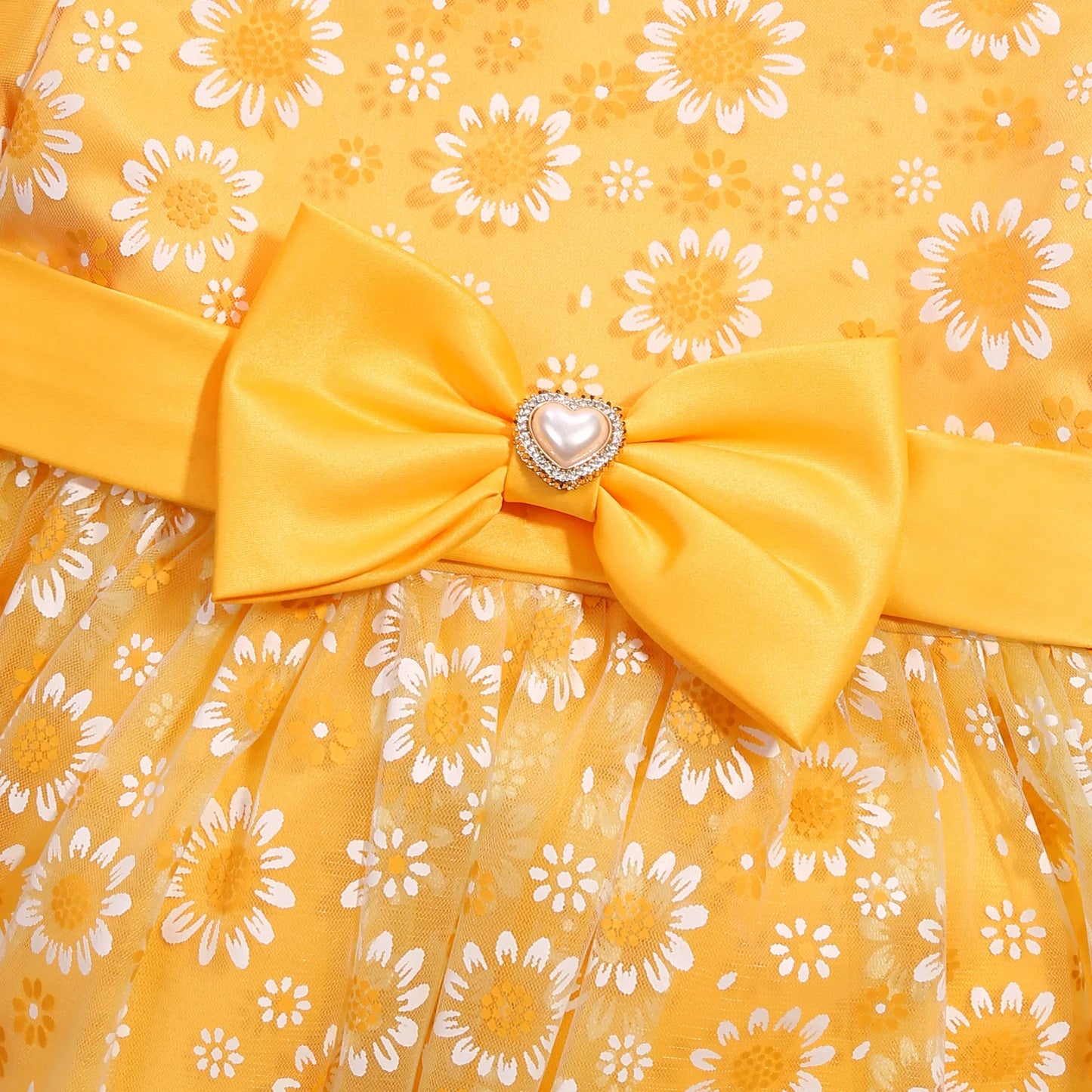 Cross-border special summer burst dress girls printed waist wedding dress flower girl short-sleeved princess puffy skirt