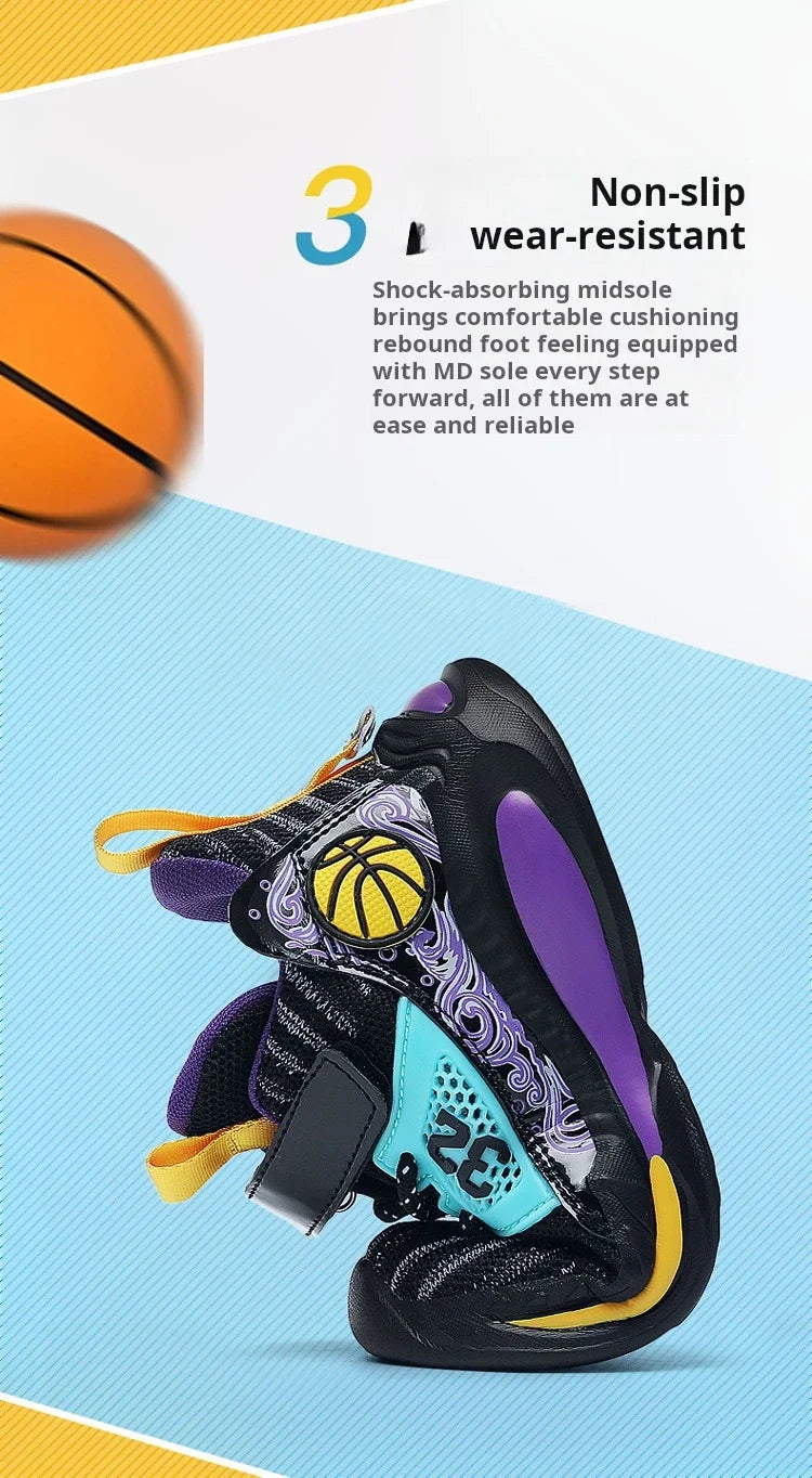 Brand Kids' Sports Shoes Non-slip Running Shoes Boys Basketball Sports Tennis Shoes Fashion Comfortable Teenager Casual Sneakers