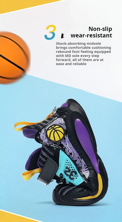 Brand Kids' Sports Shoes Non-slip Running Shoes Boys Basketball Sports Tennis Shoes Fashion Comfortable Teenager Casual Sneakers