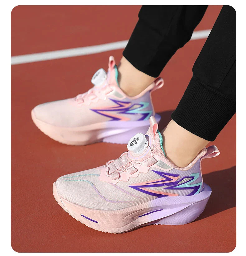 Children‘s Basketball Shoes Non-slip Breathable Sports Training Shoes Outdoor Lace-up Boys Girls Knit Jogging Shoes Gym Sneakers