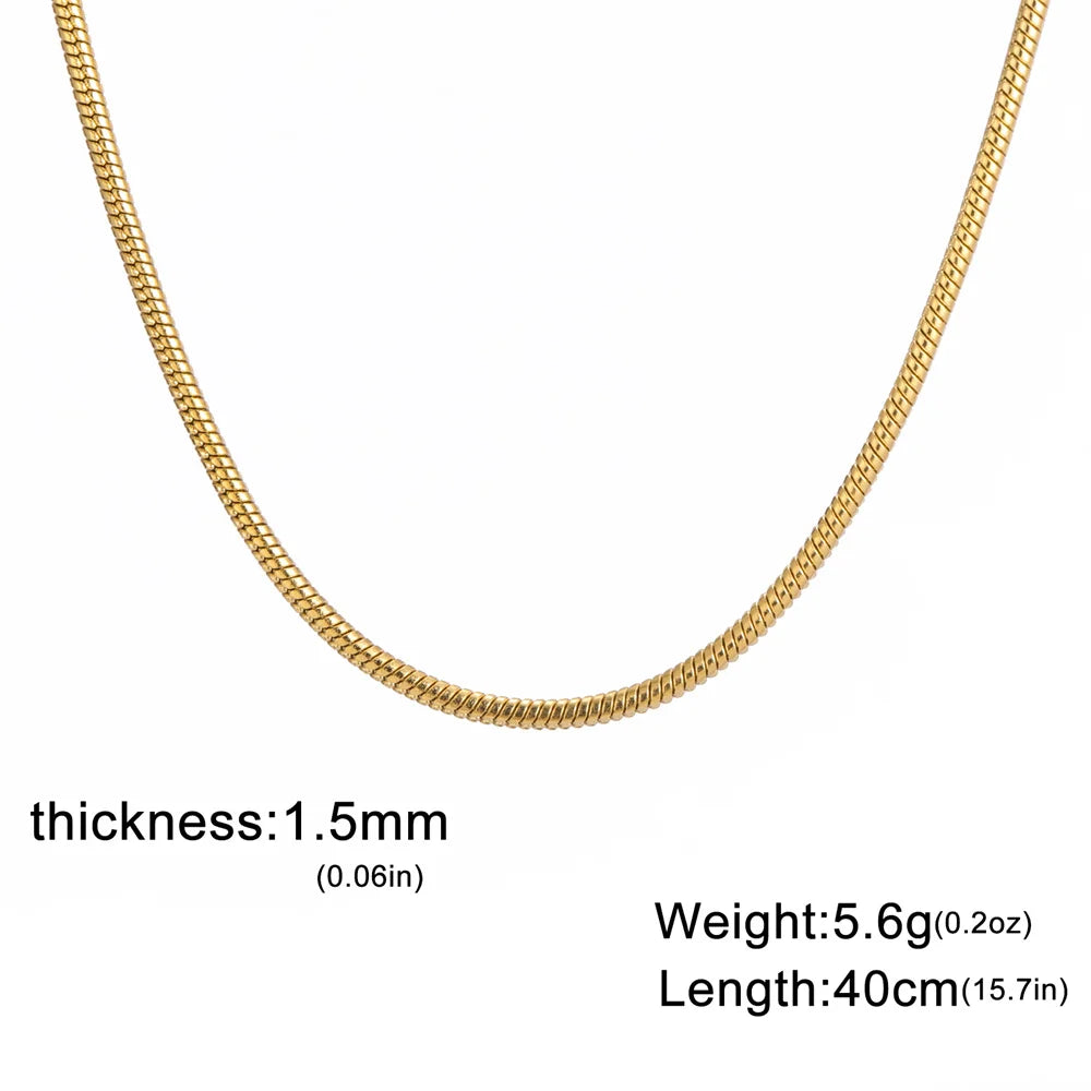 Round Snake Chain Necklace for Women Men Stainless Steel Link Chain 0.9mm 1.2mm 2mm Chains Choker Fashion Jewelry Gifts