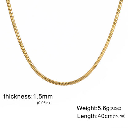 Round Snake Chain Necklace for Women Men Stainless Steel Link Chain 0.9mm 1.2mm 2mm Chains Choker Fashion Jewelry Gifts