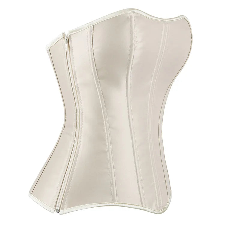 White Sexy Corsets Bustiers for Women Overbust Corset Top Corselet Satin Up Zipper Corsetto Shaper Gothic Korsett Black