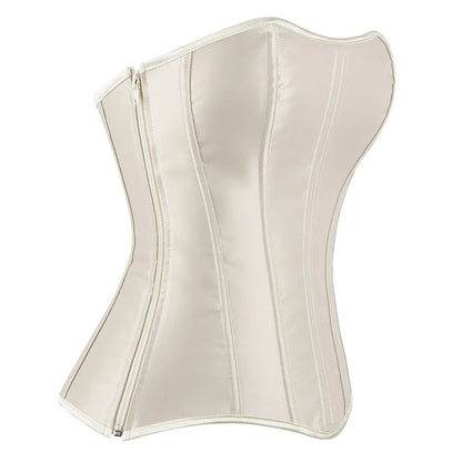 White Sexy Corsets Bustiers for Women Overbust Corset Top Corselet Satin Up Zipper Corsetto Shaper Gothic Korsett Black