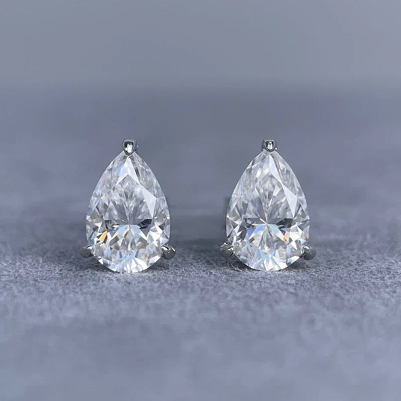 Luxury 1-4CT D Color Moissanite Stud Earrings For Women Party Fine Jewelry S925 Sterling Silver Pear Cut Diamond Earring