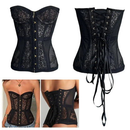 Tight Corset Strapless Top Sleeveless Boobs Street Trendy Vest Sexy Lace Hollow Fashion Spicy Girl Strapless Chic Party Top