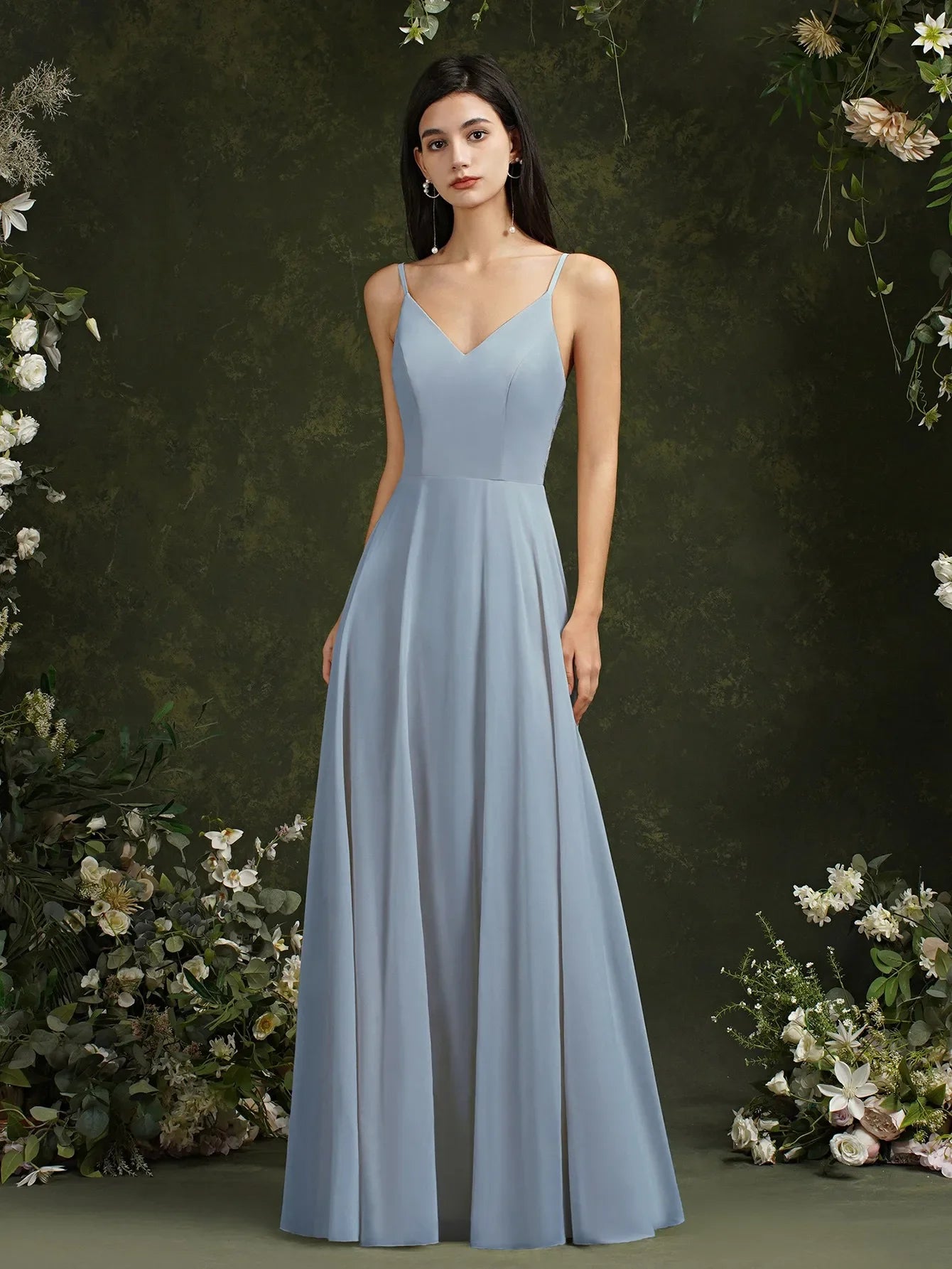MisShow Chiffon Laço Vestidos De Noite Decote V Alças Finas Elegante Sem Mangas Vestidos De Baile De Festa Formais Robe De Soiree Longue