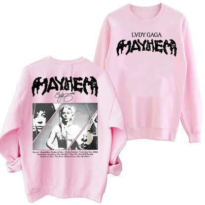 Lady Gaga MAYHEM 2025 Sweatshirt Oversized Harajuku Round Neck Long Sleeve Sweatshirts Music Tour Fans