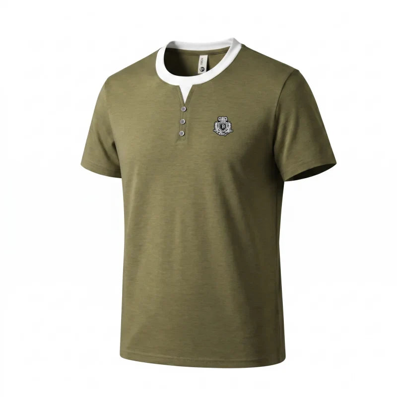 designer men's summer vacation two piece t-shirt round neck embroidered british style short sleeve casual fashion men's wear top