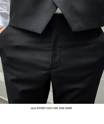Suit Men Fashionable, Form-fitting Business Gentleman Striped Formal Suit, High-end Professional Wedding (Blazer+Vest+Pants)