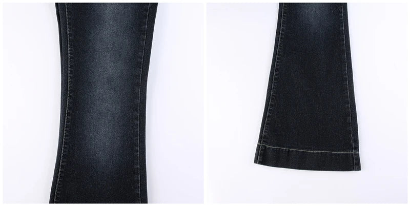 New y2k Flare Jeans Vintage Low Waisted Cute Trousers Aesthetic Streetwear Casual Cargo Pants Women Korean Distressed Jean